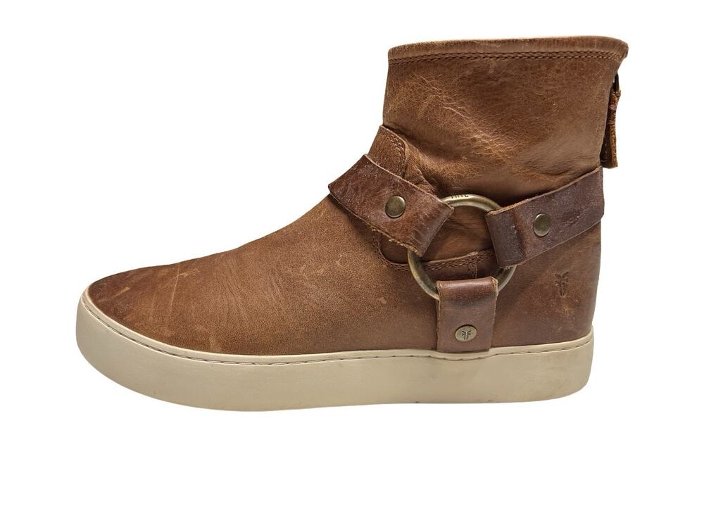 Frye Lena Boots Womens Size 9 M Brown Leather Harness Ankle Platform Sneaker
